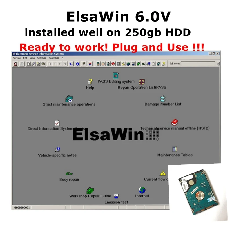 

Auto Repair Software ELSAWIN 6.0 Newest for Audi for VW Auto Repair Data Elsa6.0 Installed Well on 250gb HDD Ready to Use