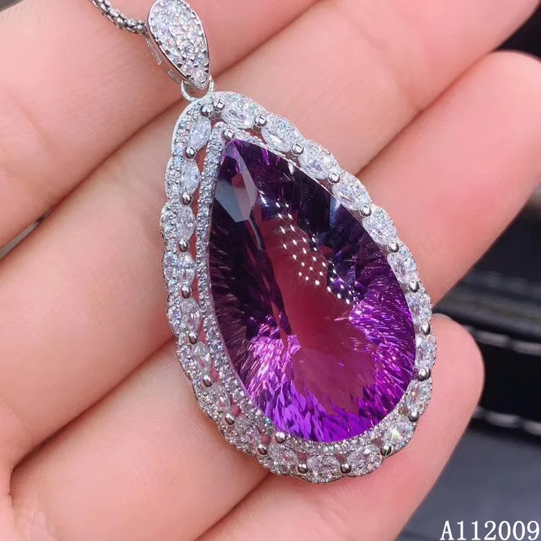 

KJJEAXCMY fine jewelry 925 pure silver inlaid natural amethyst girl new Pendant Necklace popular clavicle chain support test