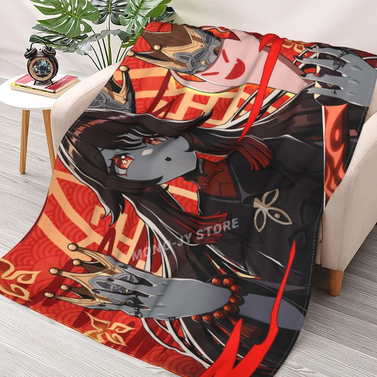 

Ударное одеяло Hu taноо Ghost Genshin, шерпа, одеяло, постельное белье, мягкое одеяло s 70x100 220x240 220x260