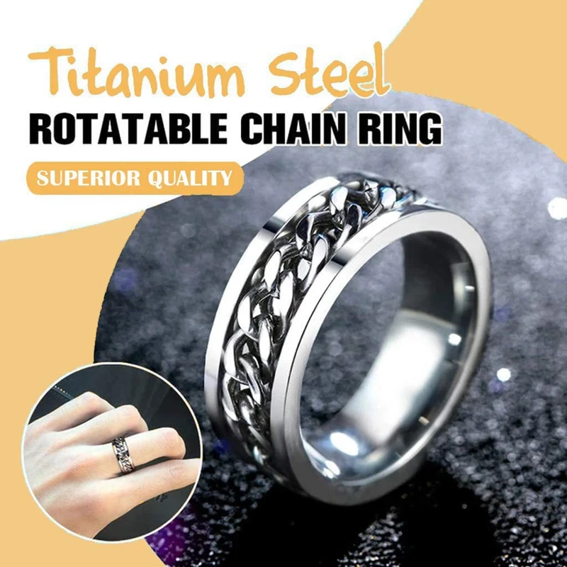 

2 Pcs Bottle Opener Ring, Rotating, Chain Titanium Steel Couple Ring