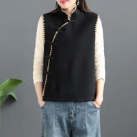 retro chinese style top vest women modern tang suit gilet shirt loose oriental china traditional ethnic blouse clothing harajuku