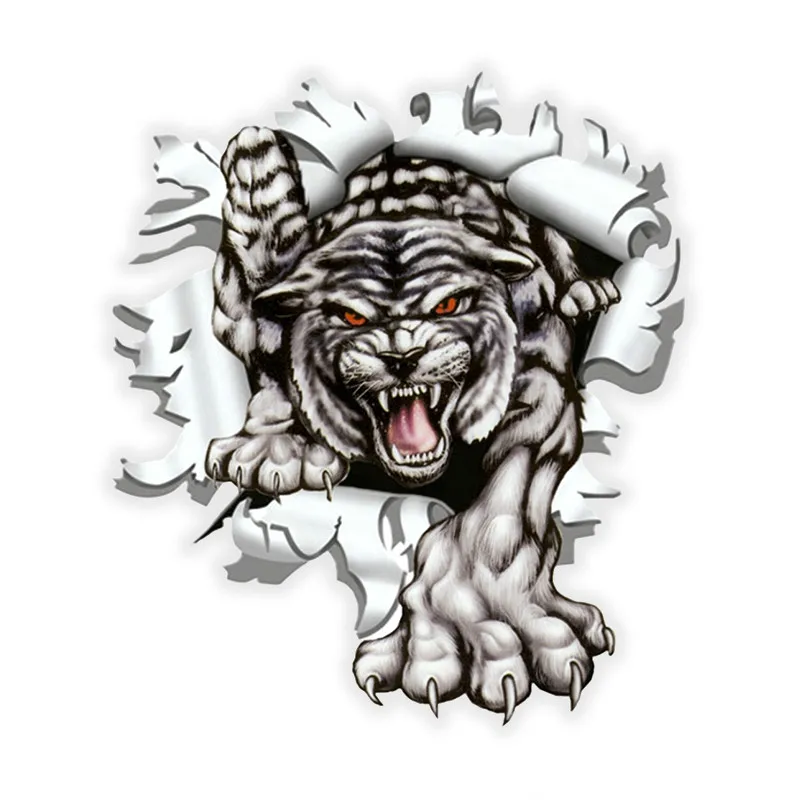 Hot Sell Personality Car Sticke Tiger In The Bullet Hole Accessories Vinyl PVC 17cm*15cm Motorcycle Reflective Car Window  Decal
