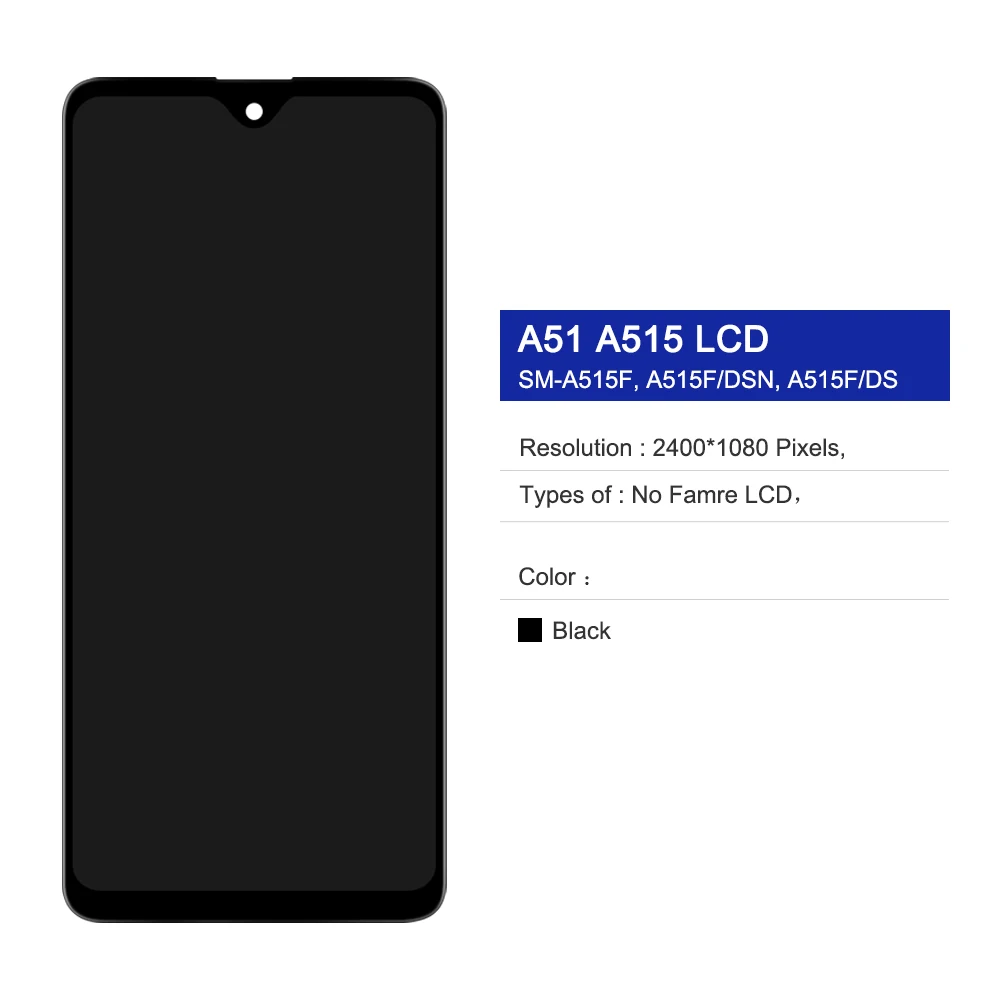 Pantalla Lcd Super Amoled para m&oacute;vil, montaje de digitalizador t&aacute;ctil para Samsung Galaxy A51, A515, A515, A515FN/DS, A515F-5