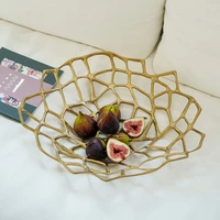 irregular mesh brass ornament home golden fruit plate living room creative decor dried fruit plate desktop storage tray