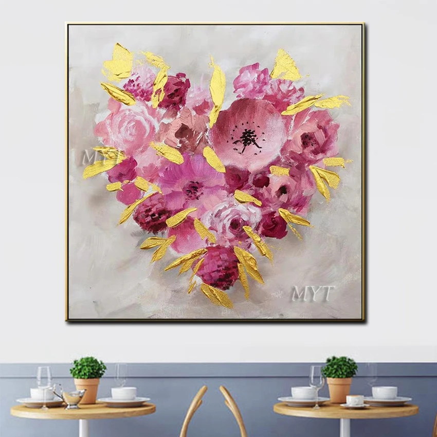 

Many Red Flowers Make Up The Heart Abstract Handmade Oil Painting On Canvas Wall Art Wall Painting Live Room Home Decoration