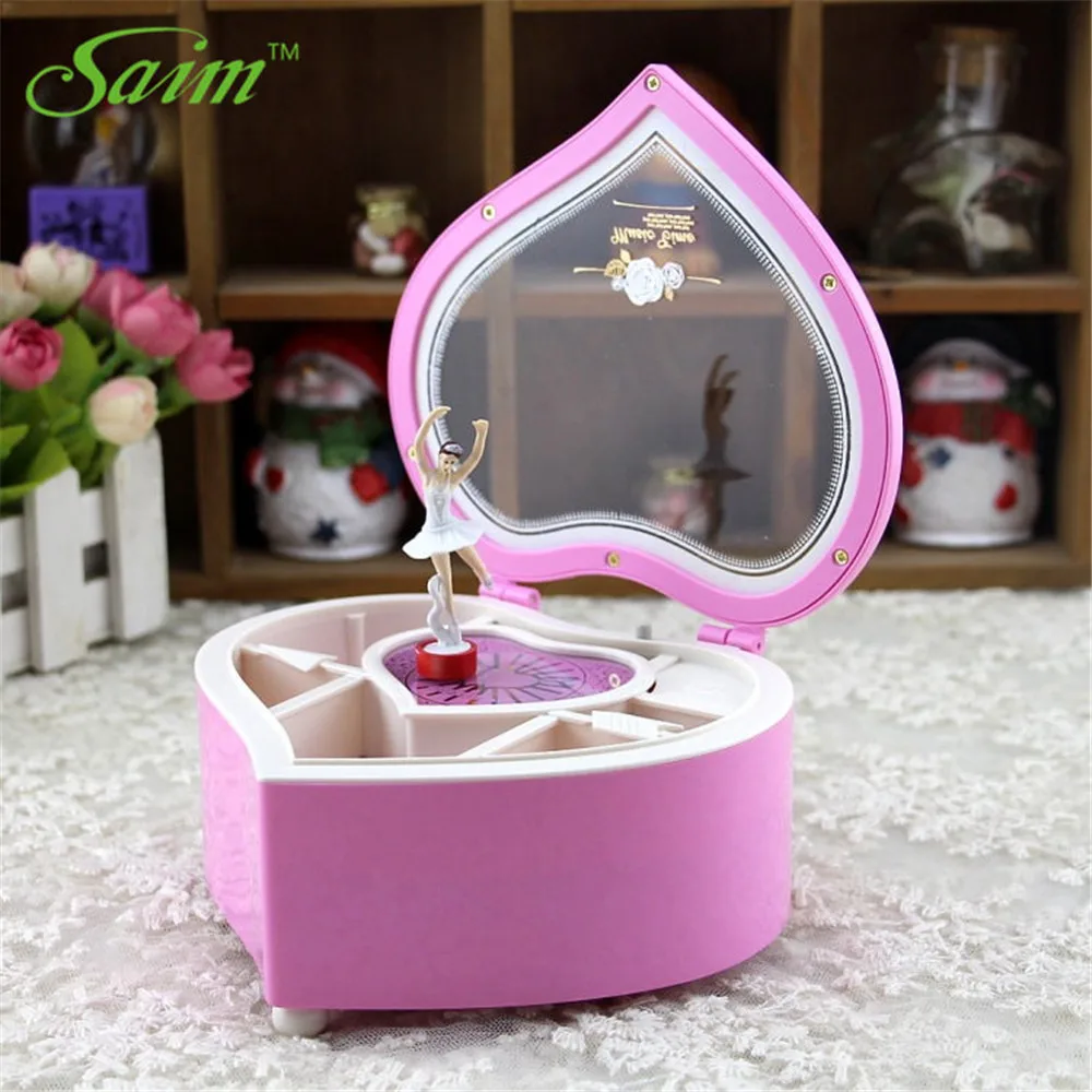 Музыкальная шкатулка Saim в форме сердца вращающаяся музыкальная для хранения