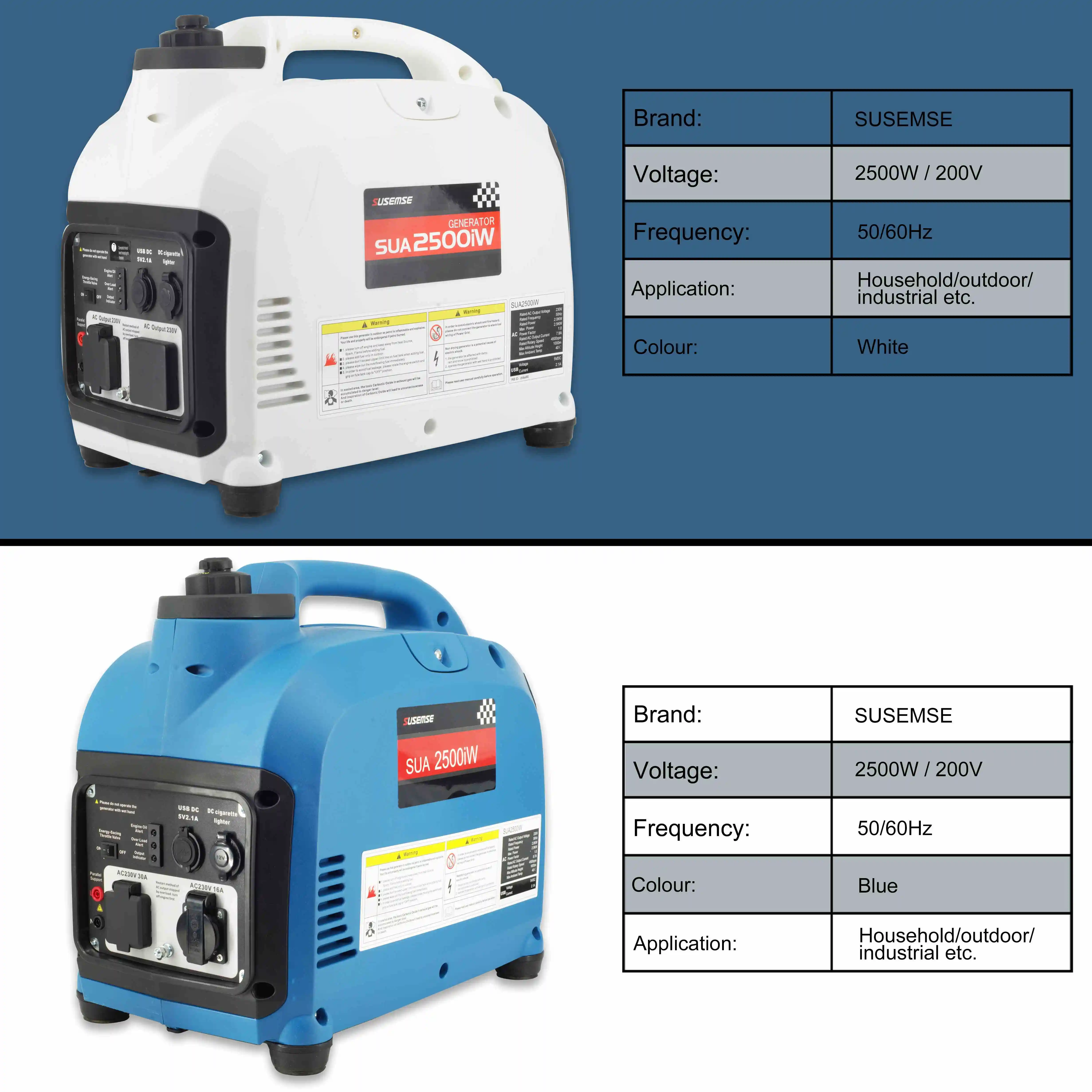 

Gasoline Intelligent Frequency Conversion Generator Sine Wave 2500Kw 200V 50Hz/60H Blue Household Mute Small Outdoor Portable