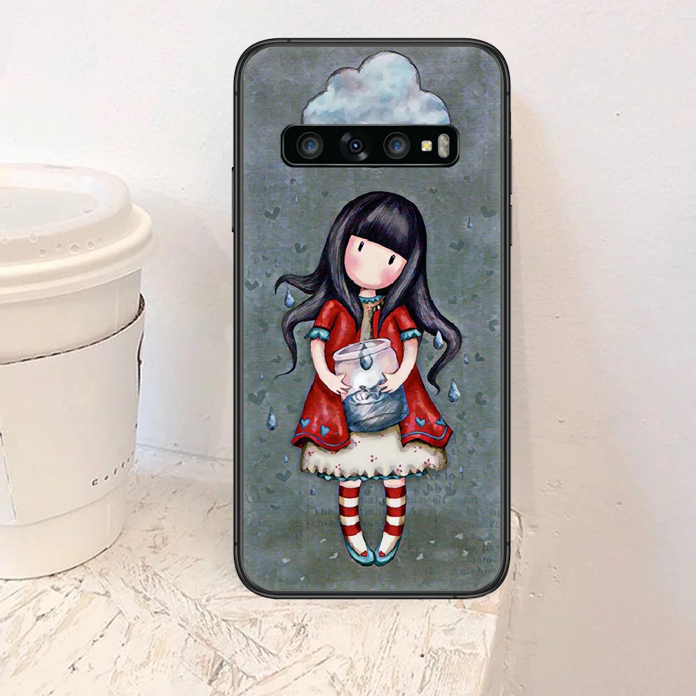 

Cartoon Santoro Gorjuss Phone Case For Samsung Galaxy Note S 8 9 10 20 Plus E Lite Uitra black Bumper Painting Cover Trend