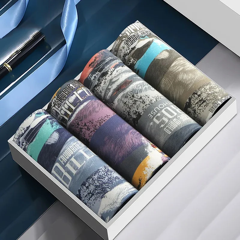 4Pcs/Lot Men's Underwear Boxer Pants Young Adult Boys' Boxer Pants Breathable Medium Waist Short Pants