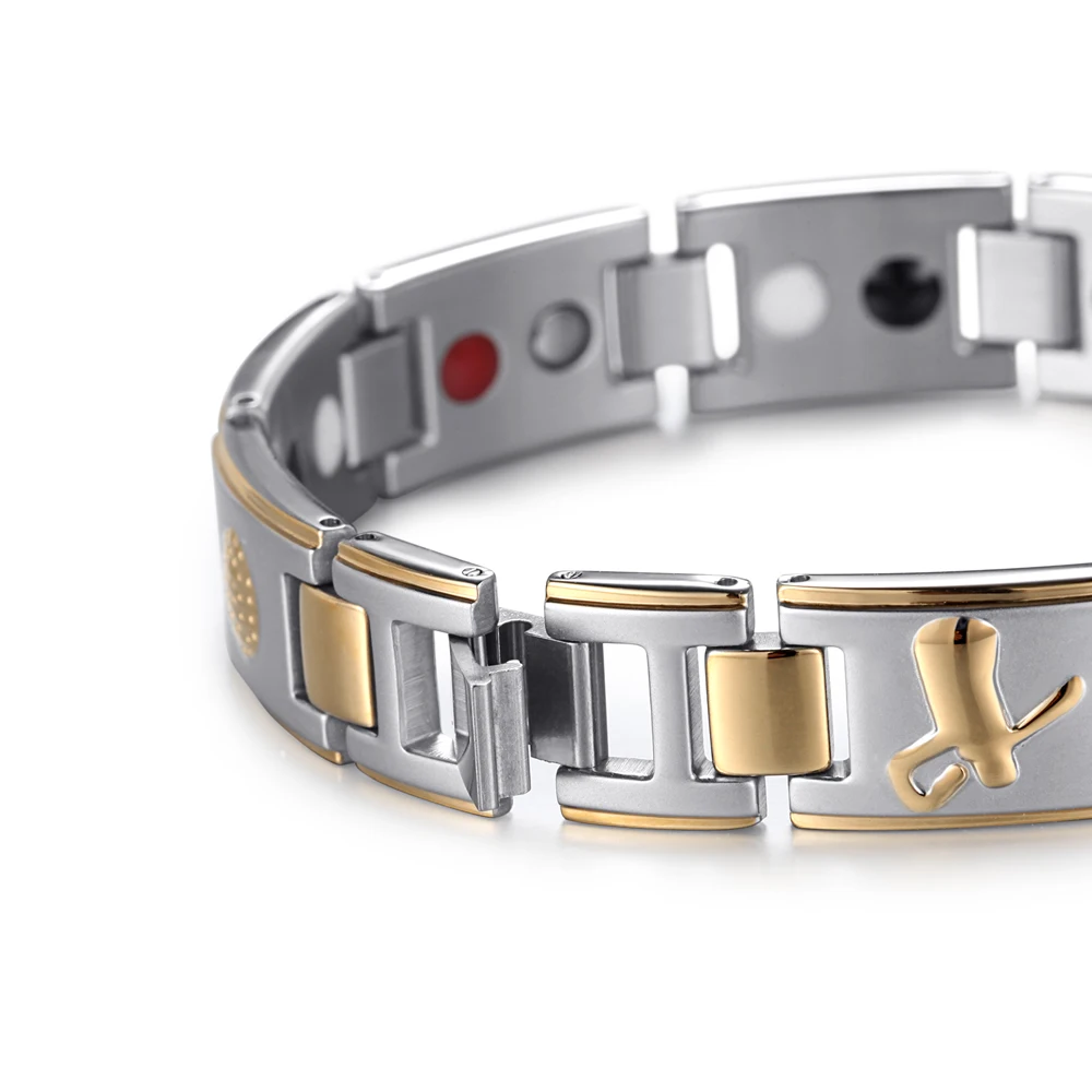 Welmag new fashion therapy bracelets for unisex stainless steel gold charm magnetic bracelet health care jewelry gift | Украшения и