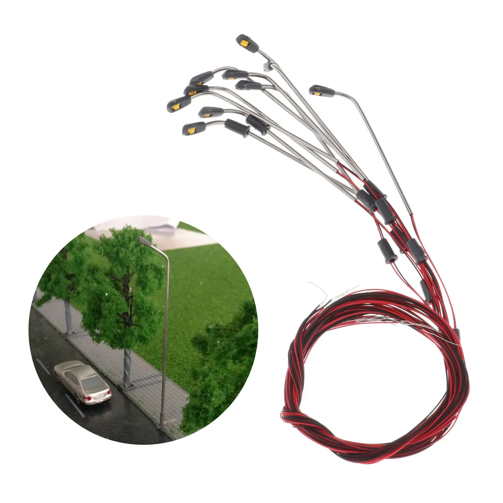 

10PCS Railroad LED Light Micro Landscape Warm Light Lamppost Diorama 1:300