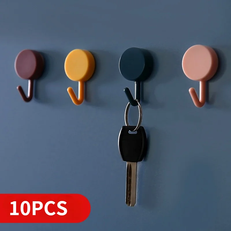 

10Pcs Hook Small Hook Strong Adhesive Keys Wall Hanging Punch-Free Seamless Sticky Hooks Coat Rack hook up Household storage