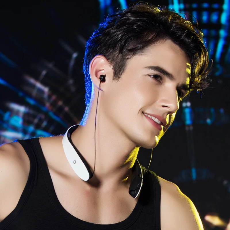 wireless sports bluetooth headset earbud hanging neck hanging running earphone mp3 player foldable telescopic earphone tf card free global shipping