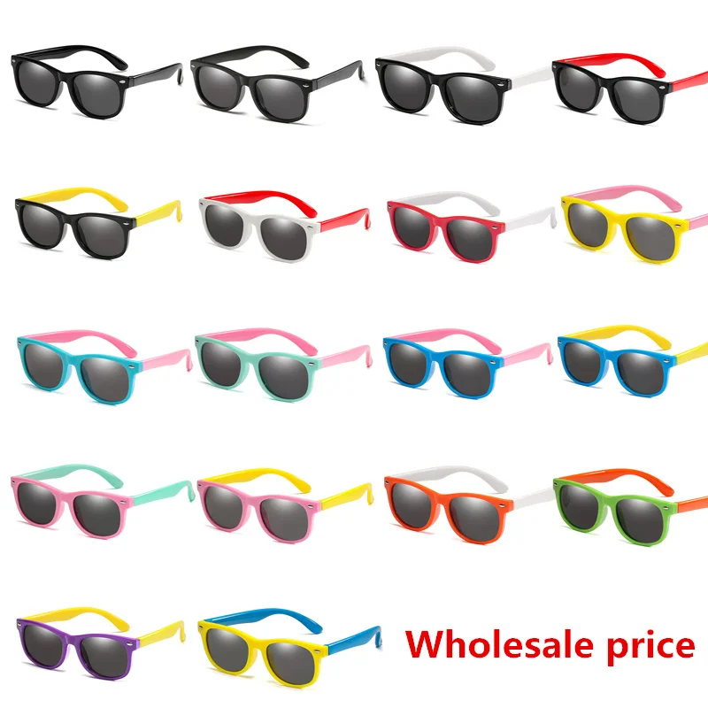 Wholesale price New Kids Sunglasses TR90 Boys Girls Polarized Silicone Safety Sun Glasses Gift For Children Baby UV400 Gafas