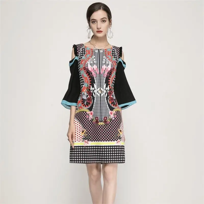 

Женское Повседневное платье, модельное платье высокого качества с квадратным вырезом, коротким рукавом и цветочным принтом, весна-лето NP1416N