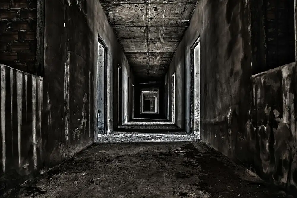

Halloween photographic backdrop scary thrilling hallway walkway in abandoned building background photocall studio props