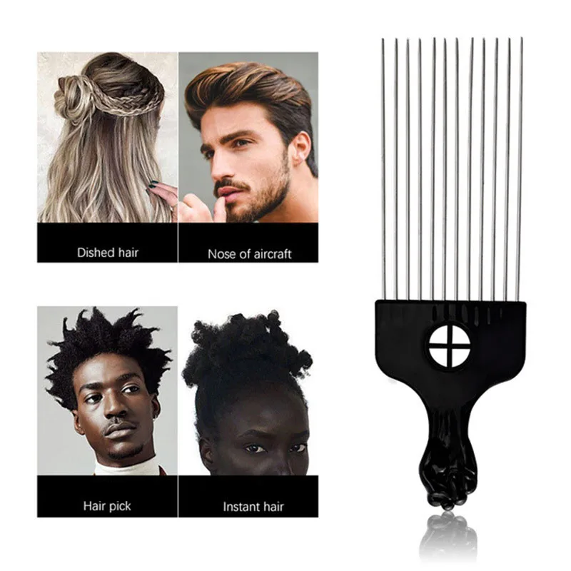 

6Pcs Wide Teeth Brush Pick Comb Fork Hairbrush Insert Hair Pick Comb Plastic Gear Comb for Curly Afro Hair Styling Tools