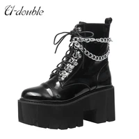 u double 2021 new punk women boots big size 9 gothic style ankle boots female high heels platform fashion thick sole woman shoes
