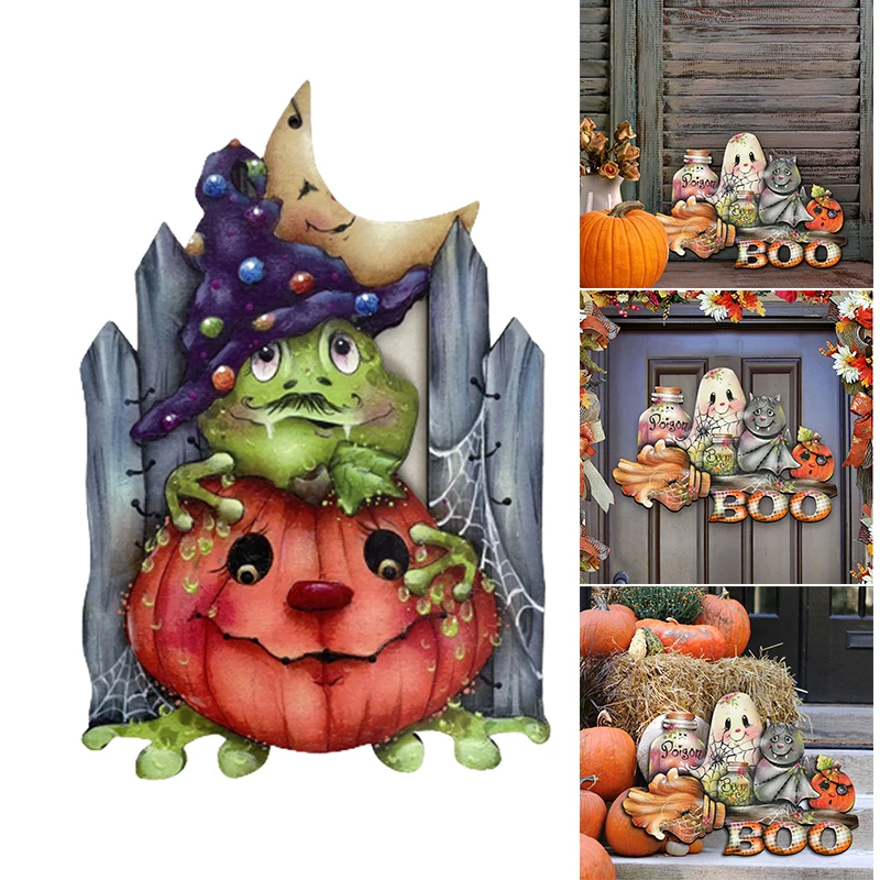 

Halloween Hanging Ornament Creative Pumpkin Ghost Wooden Door Sign for Home Living Room Porch Decoration Ship