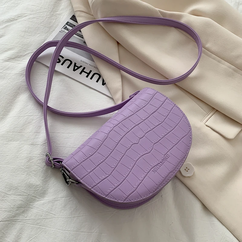 

PU Leather Stone Pattern Ladies Small Saddle Shoulder Bag High Quality Women Crossbody Bags Female All Match Clutch Purse Bags