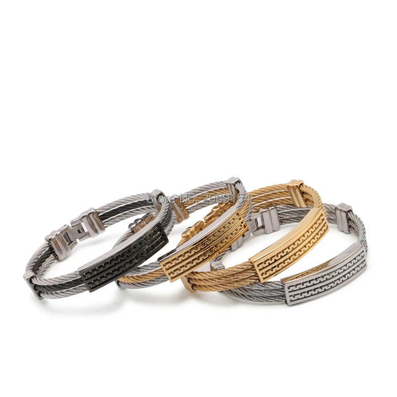 Золотой ювелирный браслет для мужчин Очаровательная цепочка из нержавеющей