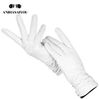 Модные удобные белые перчатки высококачественные кожаные перчатки из овечьей кожи зимние теплые белые перчатки для женщин-2081 белый
