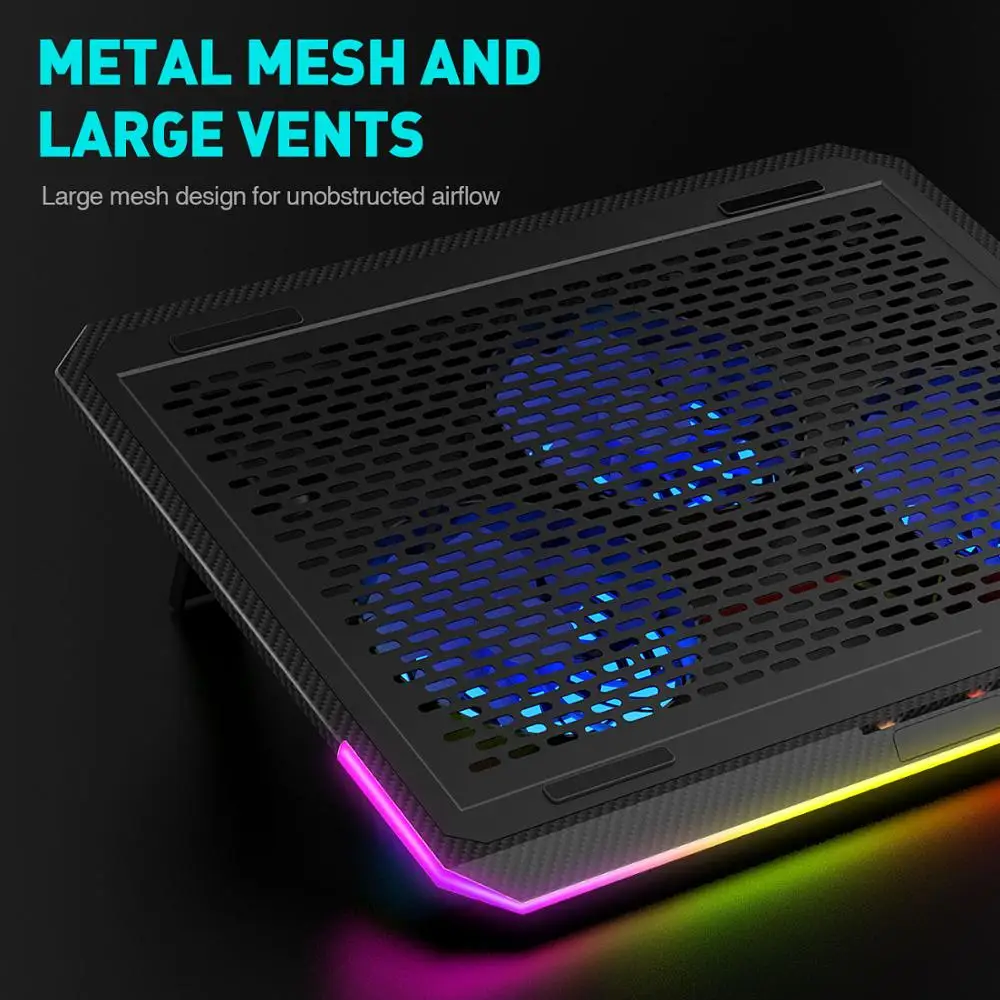 HAVIT RGB Laptop Cooling Pad for 15.6-17 Inch with 3 Quiet Fans and Touch Control Pure Metal Panel Portable Cooler | Компьютеры и офис