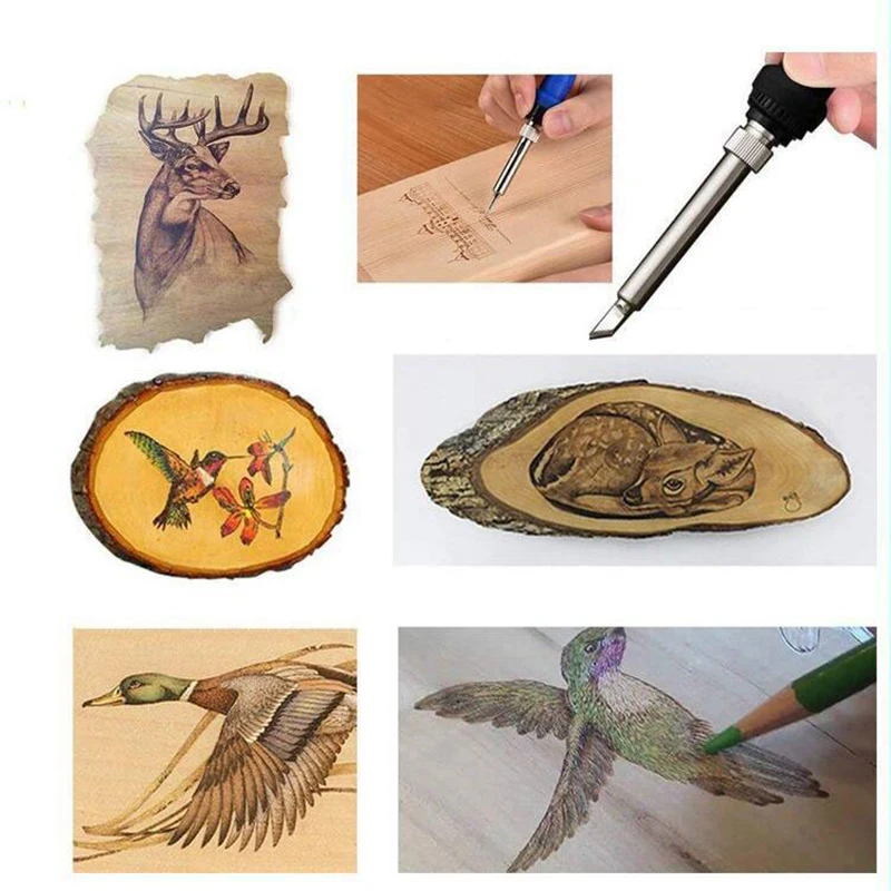 Регулируемый паяльник 60 Вт пирографический инструмент для резьбы по дереву 28