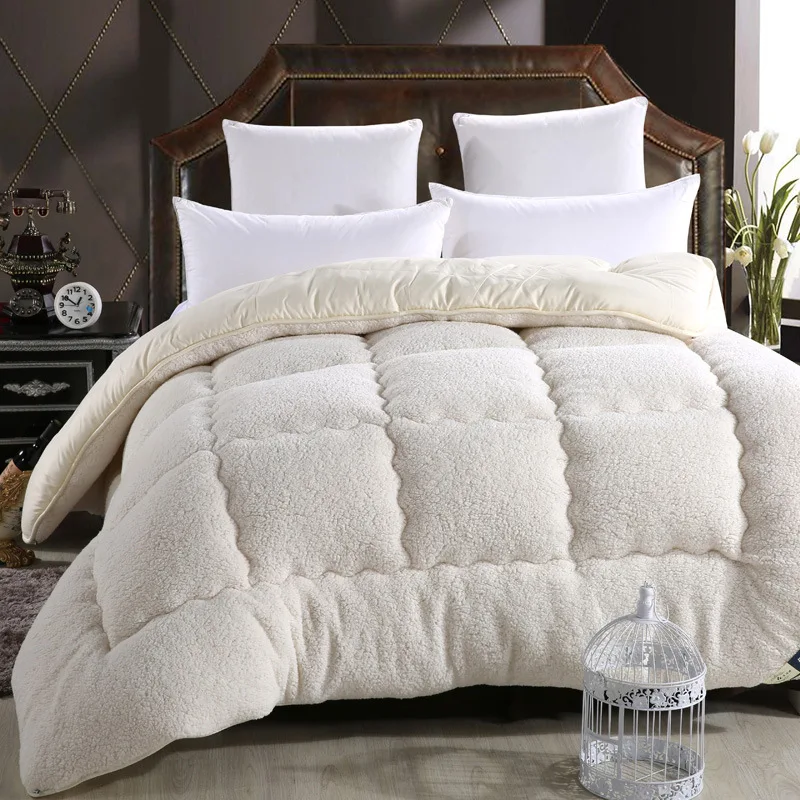 

High quality and comfortable Wool material quilted Quilt king queen full size Comforter Winter Thick Blanket Solid Color