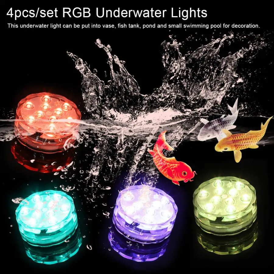 4 шт. RGB подводный светильник s + 4PcsRemote Управление Водонепроницаемый