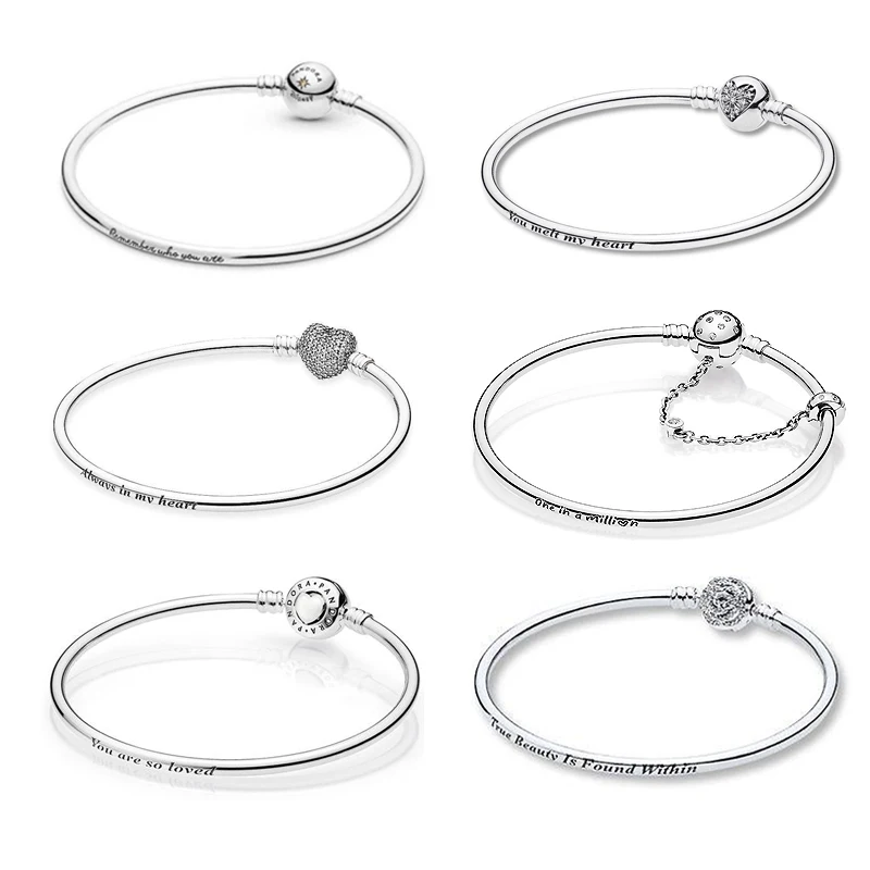 

Jewelry For Women Pulsera Plata 925 Mujer Bangle Fit Original Pandora DIY Feminino Charm Sterling Silver Beads Beadeds Bracelets