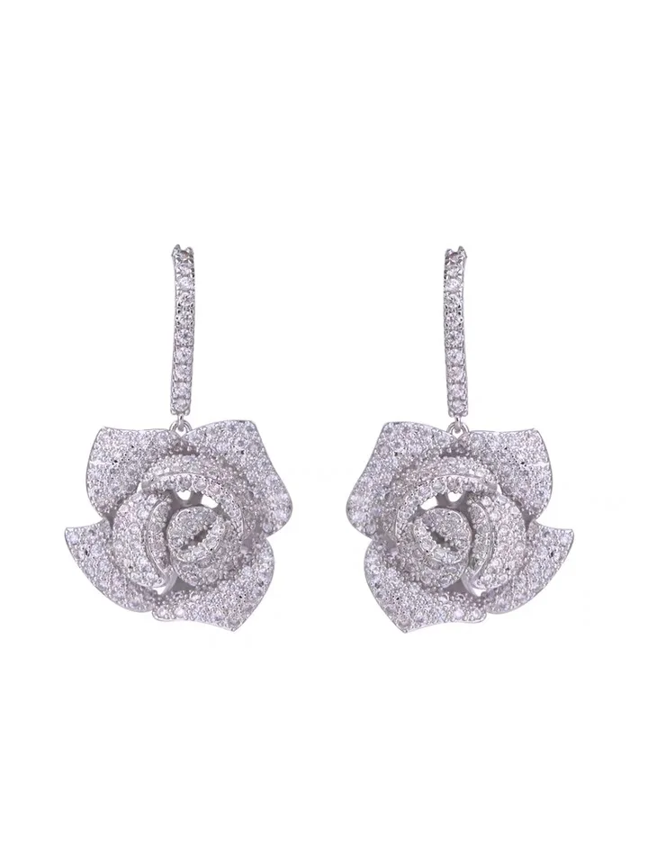 

S925 Silver Needle The Same Style Rose Earrings Fashion Heavy Industry Micro-Inlaid Zircon Rose Earrings Earrings