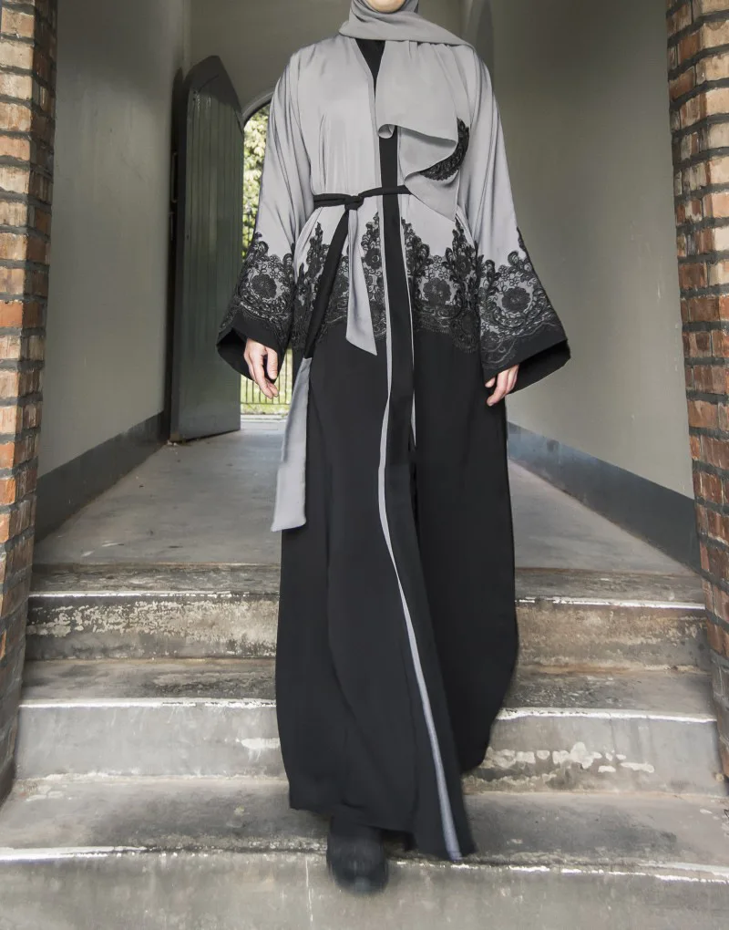 

Elegant Muslim Lace Open Abaya Maxi Dress Cardigan Long Robe Gowns Kimono Jubah Ramadan Eid Arabic Dubai Caftan Islamic Prayer