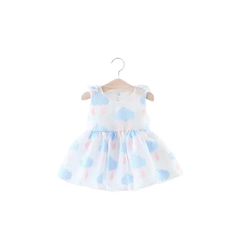 Disney Frozen 2 Kids Girl Sleeveless Dress Cloud Summer Prined Flower Children Clothes Baby Cotton Princess Outfits | Детская одежда и