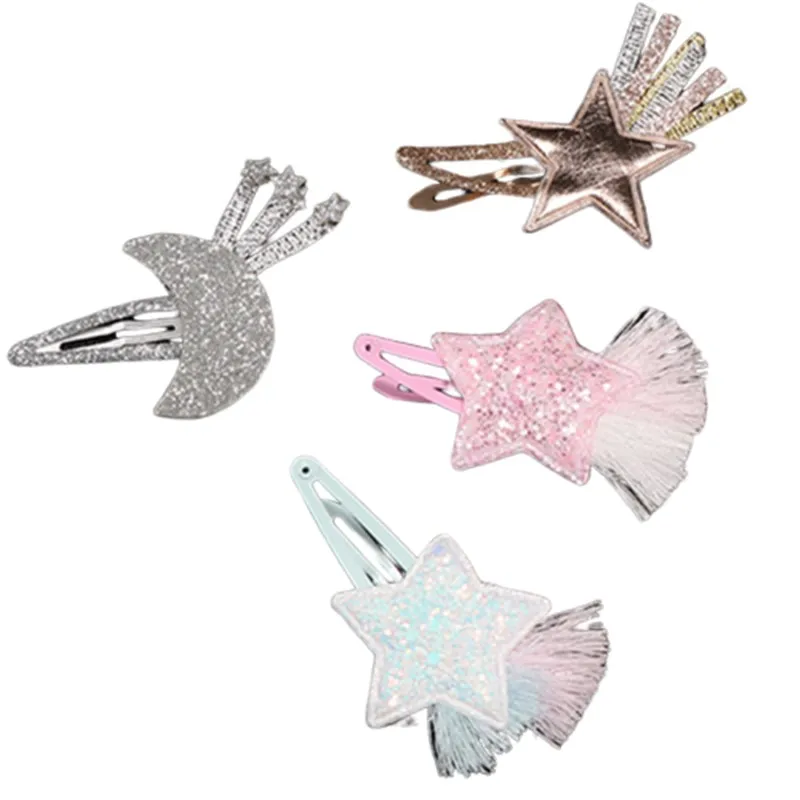 Заколка для волос с пятиконечной звездой и блестками девочек | Красота здоровье