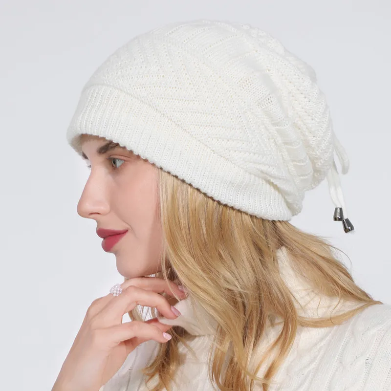 

2021 New Fashion Women Stretchy Knitted Skullies Beanies Hats Scarf Bib Dual Use Warm Windproof Female Solid Winter Casual Caps