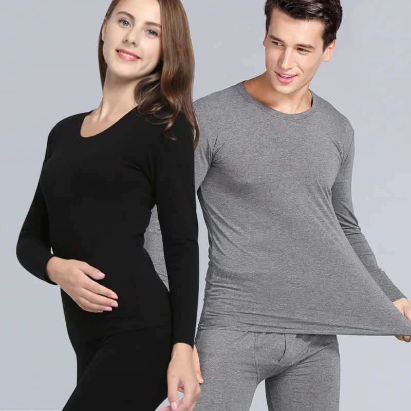 

Men and WomenAutumn and Winter High Quality Underwear Lover Stretch Lycra Solid Round Collar Underwear Warm Thick Long Johns