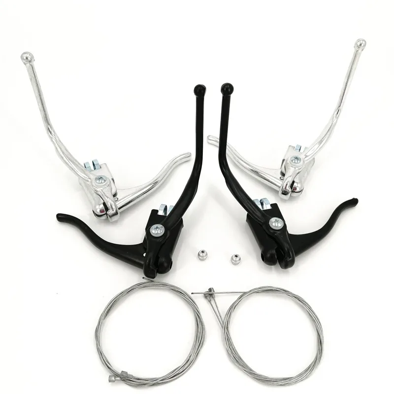 

Road Retro Bicycle Double Brake Lever Fixed Gear Bend Handlebar Brake Levers Racing Bike Brake Handle with Brake Cable