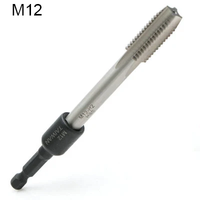 with Tap M12 M4-M16 адаптер для торцевых разъемов 1/4 ''шестигранный хвостовик квадратный шуруповёрт резьба адаптер для резьбонарезания патрон для станка сверла питания - Цвет: with Tap M12