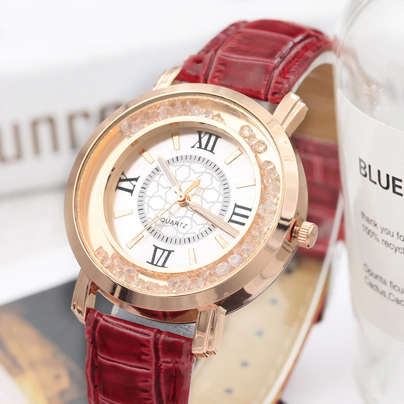 Модные женские часы с циферблатом из розового золота роскошные бриллиантами