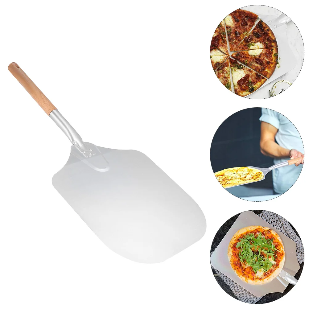 

1pc Wood Handle Pizza Paddle Aluminum Pizza Spatula Pizza Lifter for Restaurant