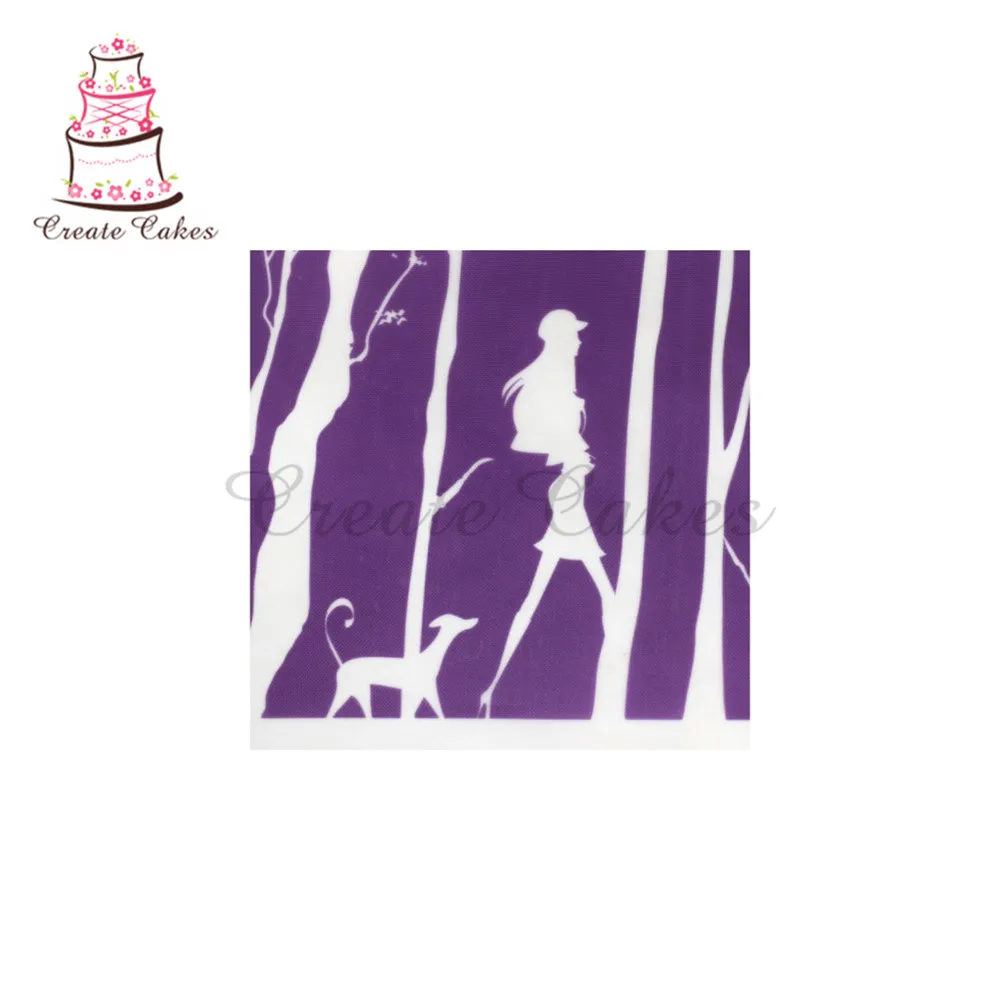 Модная девушка с природой для торта дизайн форма свадебного сетчатый Трафарет Кружева Плесень ткань