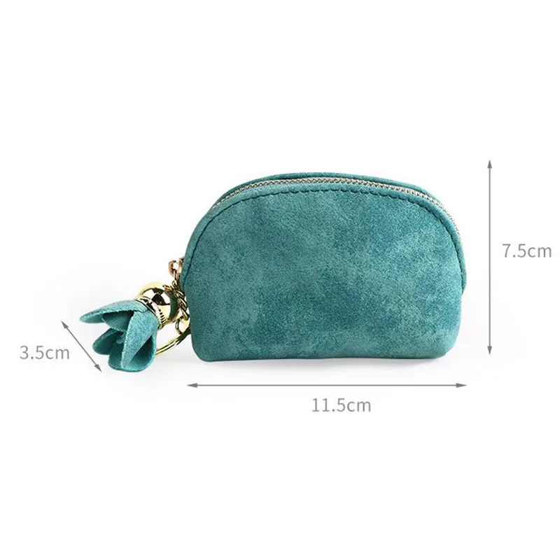 

2021 Brand New Fashion Ladies PU Leather Mini Wallet Card Key Holder Zip Coin Purse Floral Pendant Clutch Bag Small Handbag Bag