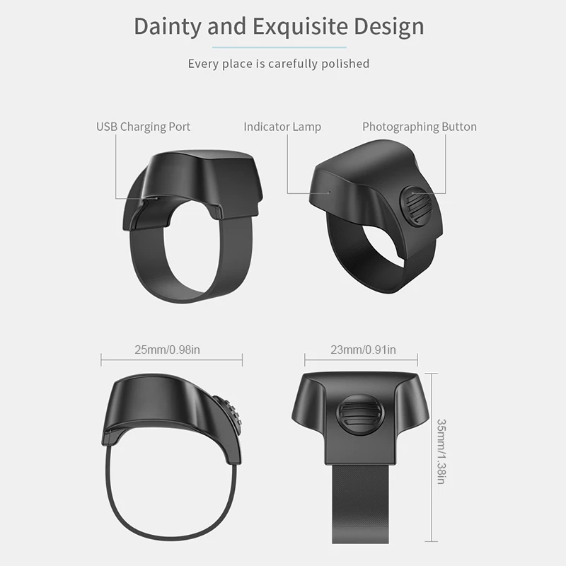 mini bluetooth 5 1 self timer remote control button wireless controller smart finger ring wearable devices for phone free global shipping