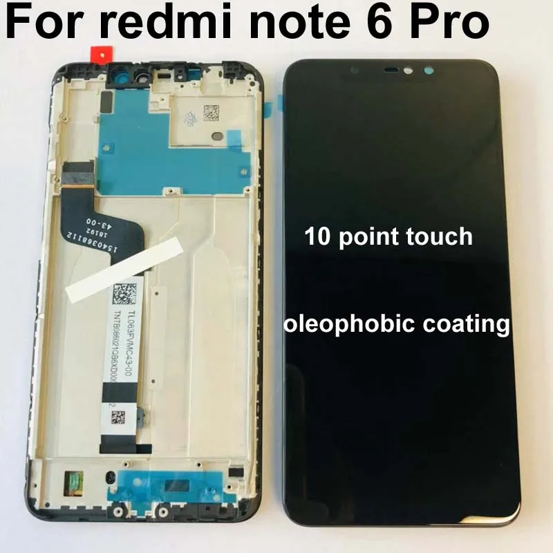 6,26, для Xiaomi Redmi Note 6 Pro, глобальный ЖК-дисплей, сенсорный экран в сборе, дигитайзер, запчасти для сенсорного экрана+ 10 точек+ рамка
