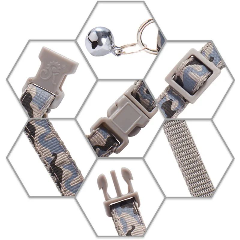 

Safety Breakaway Cat Collars with Bell Adjustable Puppy Kitten Necklace Camouflage Pattern Small Dog Rabbit Collars with Bells