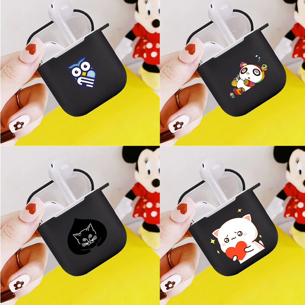 

Silicone cover for Airpods 1/2 Earphone Cartoon caring cat cute animal owl soft Fundas Airpods Case Air Pods Charging Box Bags