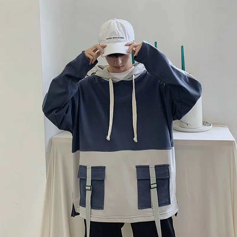 

Новинка, мужские толстовки в стиле Kpop, уличная одежда, свитшоты с карманами, мужская повседневная одежда в стиле Харадзюку, пуловер, свободн...