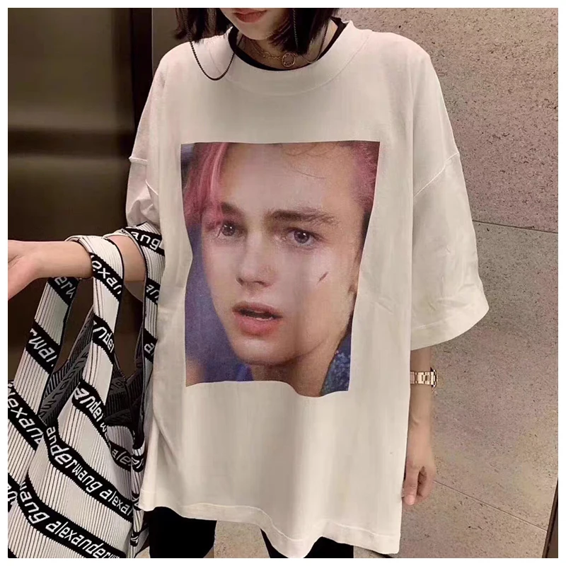 

Мужская свободная футболка ARNODEFRANCE, стильная уличная футболка с коротким рукавом и принтом персонажа в стиле панк