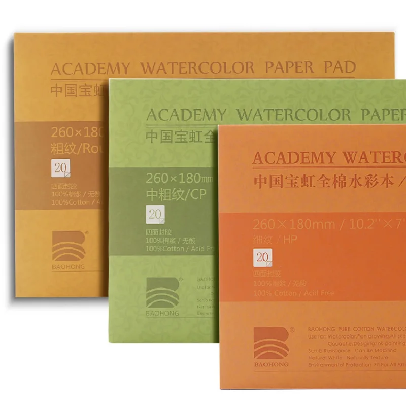

BaoHong 200g/m2 Cotton Professional Watercolor Book 20Sheets Hand Painted Transfer Watercolor Paper For Artist Painting Supplies